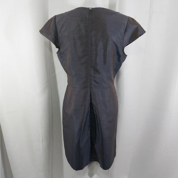 BANANA REPUBLIC! IRIDESCENT LAVENDER GRAY SHEATH STYLE SHANTUNG DRESS! SZ XL - Picture 6 of 10